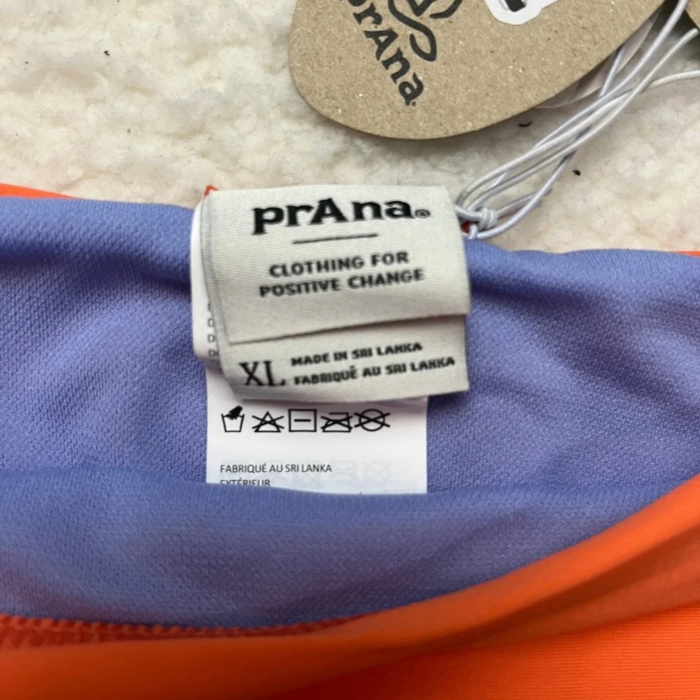 Prana Swim Bikini Bottom Womens XL Orange 1964841 Lahari Sun-Drenched Ruched NEW